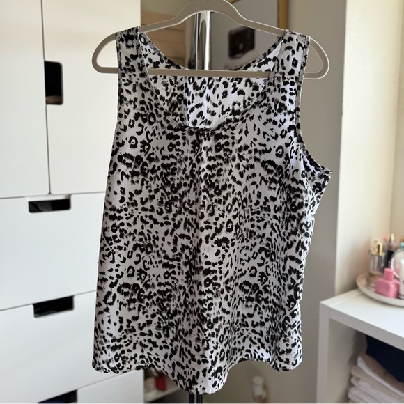 NWOT White and Black Leopard Print Spring Summer Sleeveless Top Size XL - Picture 4 of 4